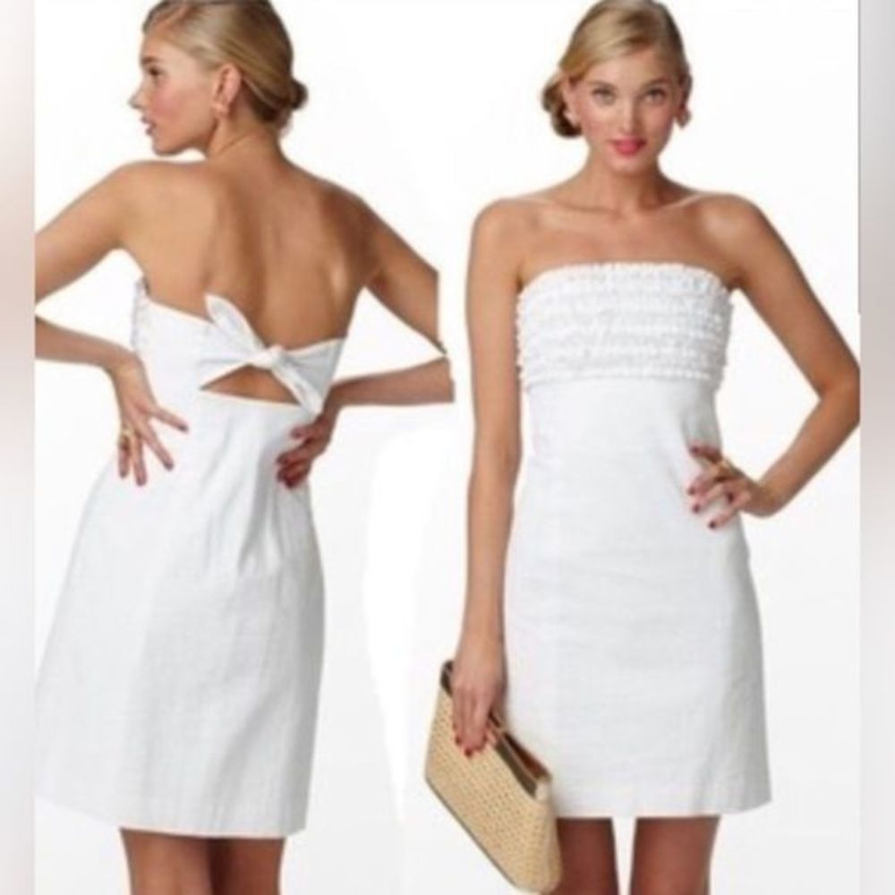 Lilly Pulitzer Strapless Franco Seersucker Strapless Cocktail Dress size 8